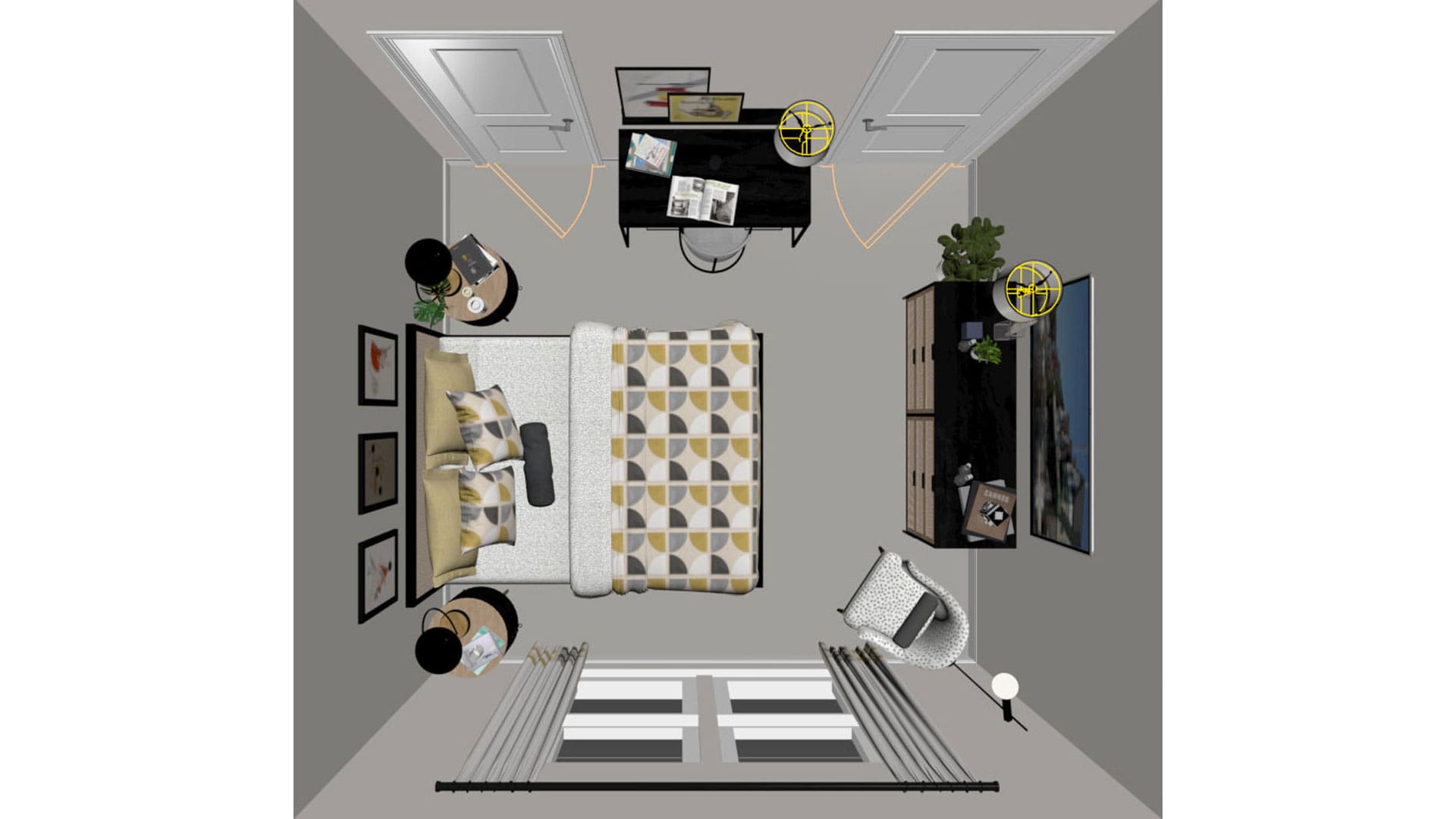 Bedroom One, Top-down View – Sycamore